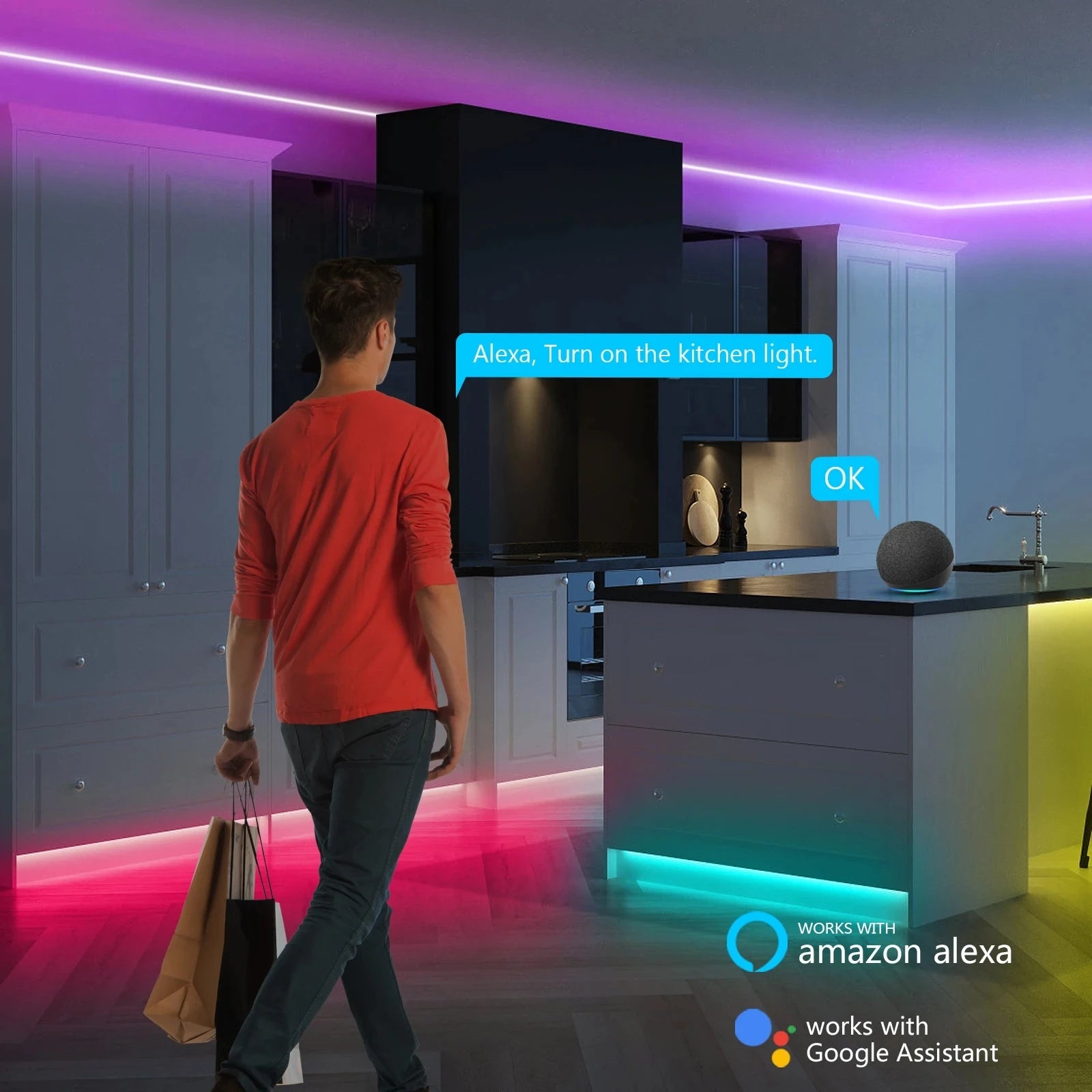 USB RGB Neon LED Strip Lights with App Control and Smart Voice Support