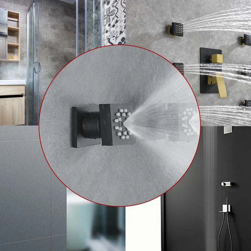 Bathroom Sprayer Jet Shower Two Functions Water Flow With Angel Adjustable Brass Body Black Gold Chrome