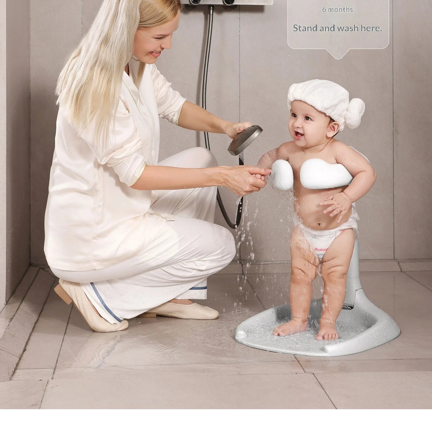 Foldable Baby Bathtub with Non-Slip Seat for Newborns and Toddlers