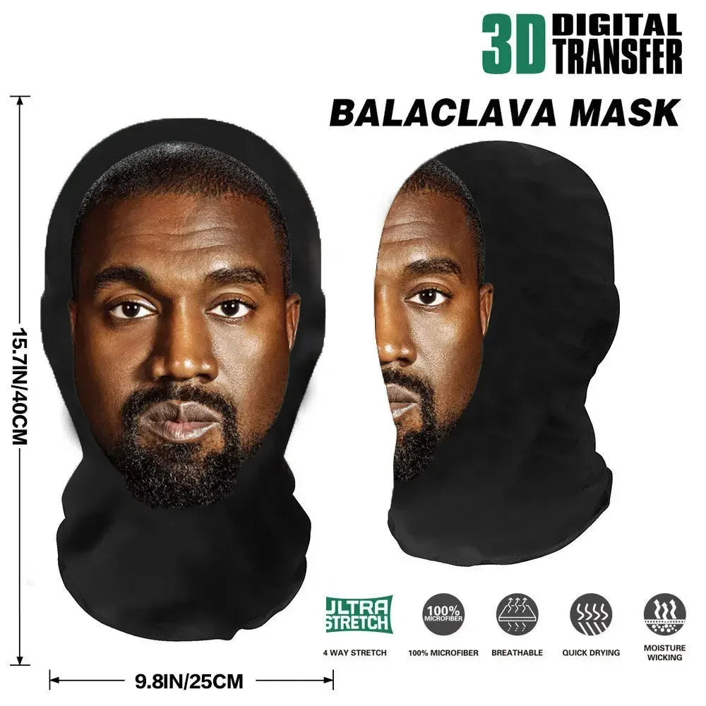 3D Printed Kanye Style Full Face Mask | Halloween Cosplay Stretch Mesh Balaclava for Men & Women