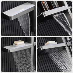 Wall-Mounted Smart LED Rainfall Shower System with Digital Temperature Display and Waterfall Faucet – Luxury Bathroom Upgrade