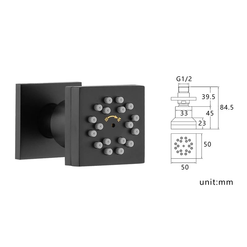 Bathroom Sprayer Jet Shower Two Functions Water Flow With Angel Adjustable Brass Body Black Gold Chrome
