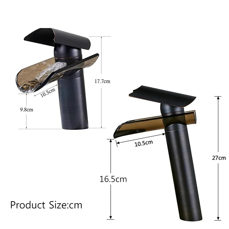 XYlivingstore Glass Waterfall Bathroom Basin Faucet – Hot and Cold Mixer with Short and Tall Options