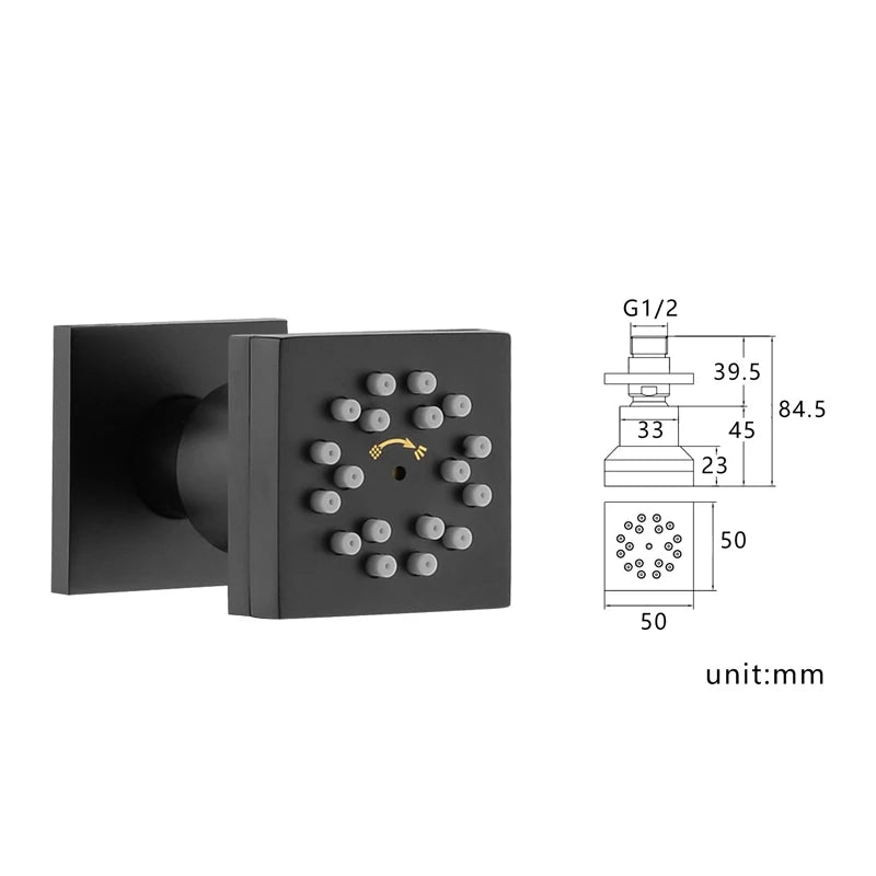 Bathroom Sprayer Jet Shower Two Functions Water Flow With Angel Adjustable Brass Body Black Gold Chrome