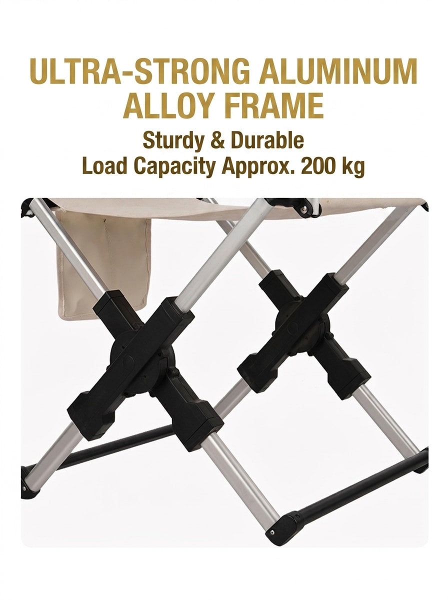 Portable Aluminum Alloy Folding Camping Chair Director's Chair with Backrest for Camping, Fishing, RV & Outdoor Travel