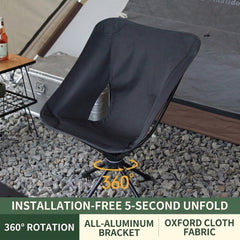 VLEEE 360° Rotating Folding Moon Chair, Lightweight Aluminum Camping & Fishing Chair with Oxford Fabric
