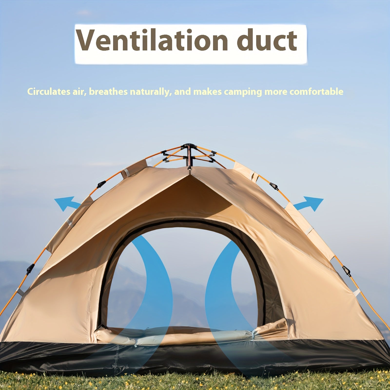 Automatic Camping Tent with UV Protection, Quick-Open 4-Person Outdoor Shelter for Beach, Fishing, Hiking & Hunting