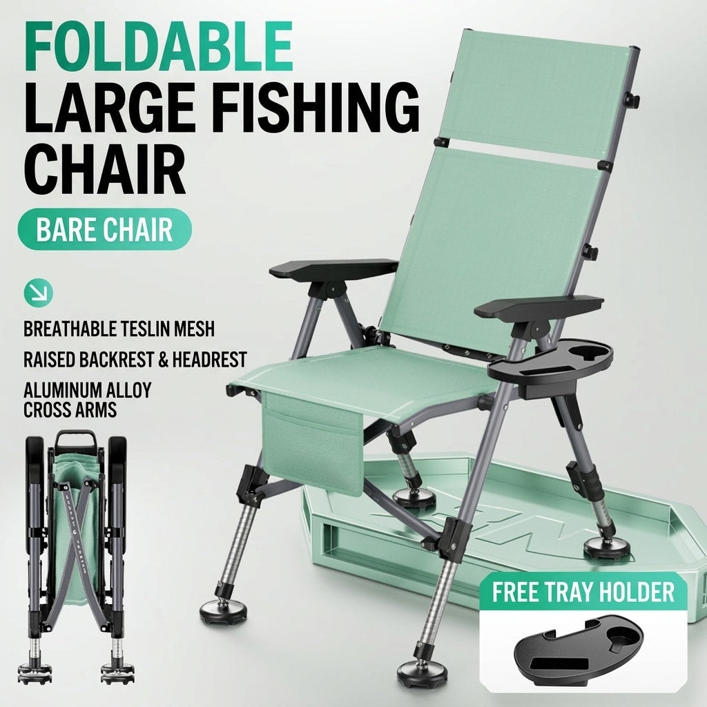 Dusty green adjustable all-terrain folding fishing chair
