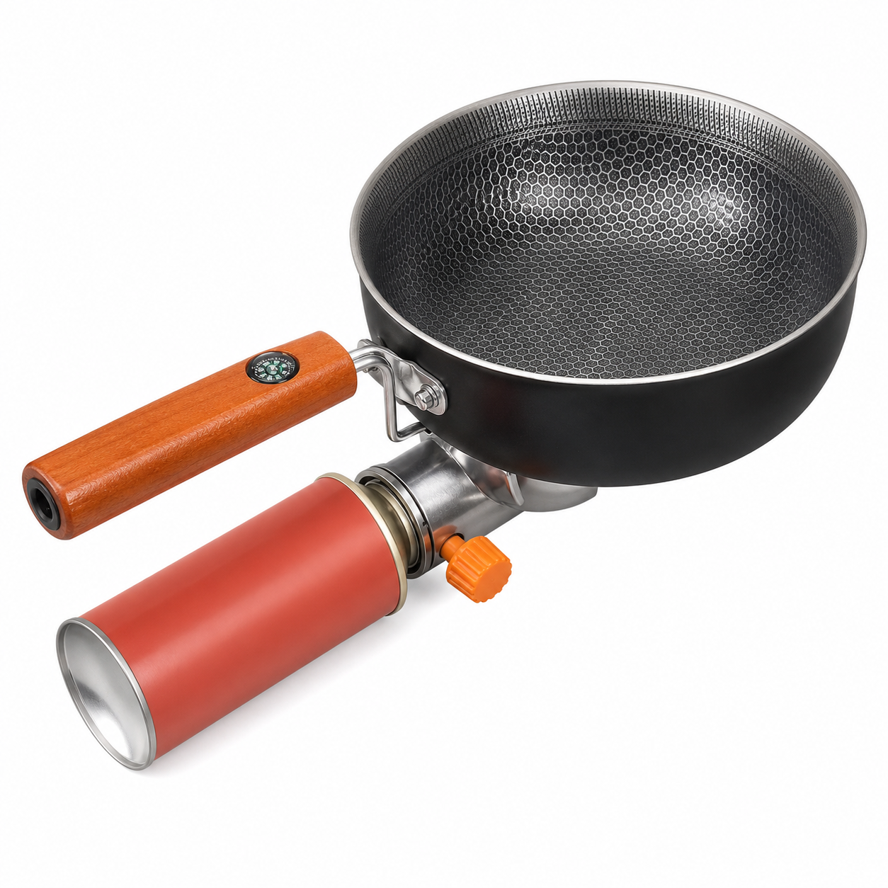 23cm Portable Outdoor Non-Stick Frying Pan with Butane Gas Canister Connector