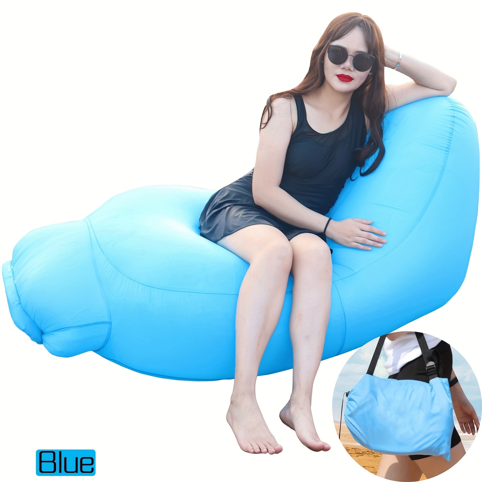 Portable Inflatable Outdoor Sofa – Quick Inflate, Foldable Air Mattress with Storage Bag for Camping, Festivals, Beach & Backyard Lounging