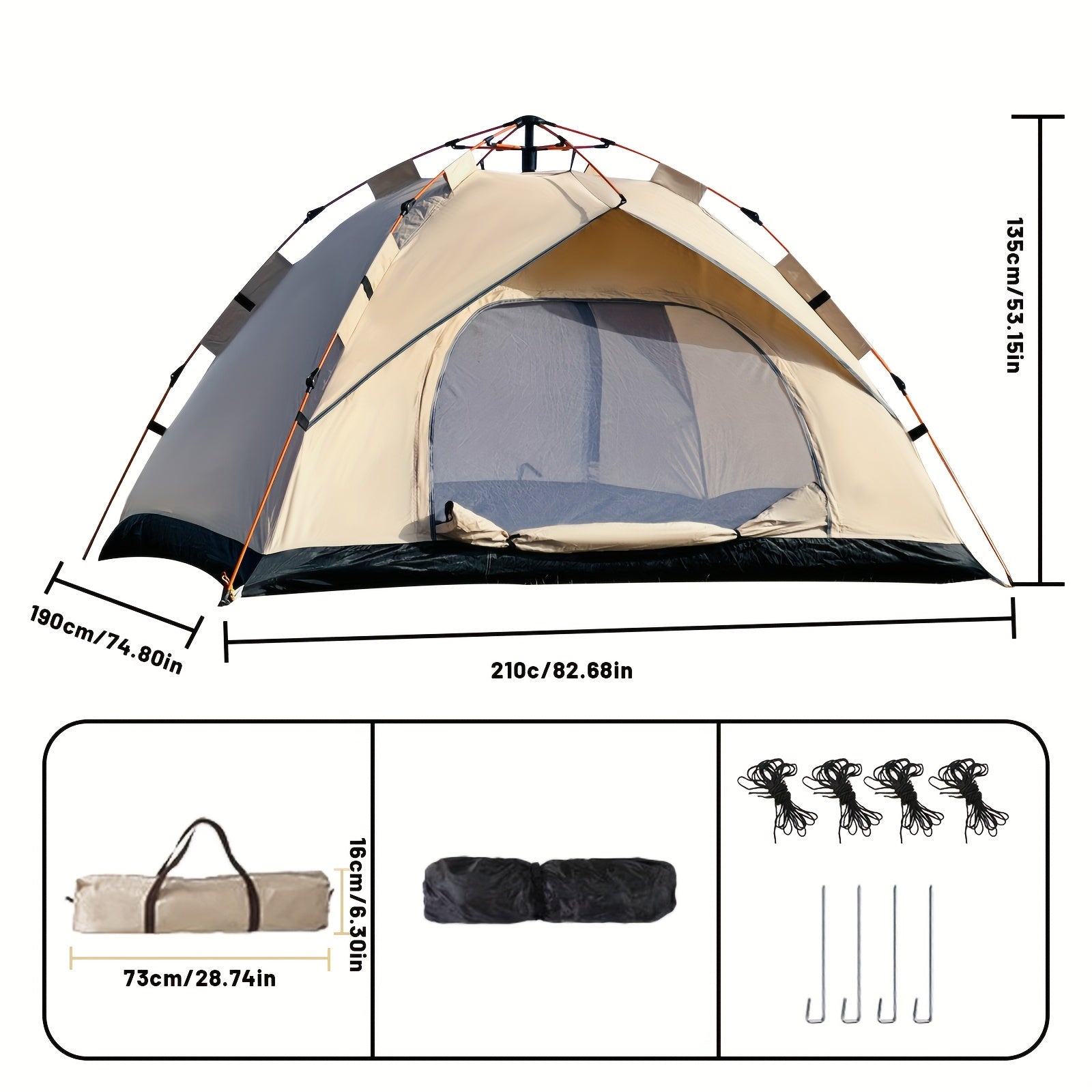 Automatic Camping Tent with UV Protection, Quick-Open 4-Person Outdoor Shelter for Beach, Fishing, Hiking & Hunting