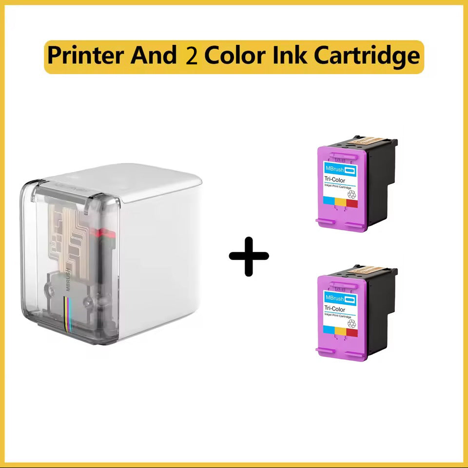 Mini Portable Thermal Color Printer - MBrush Handheld Inkjet Printer with WIFI, Cartridges, DIY HD Printing for Tattoos, Logos, Words & Pictures
