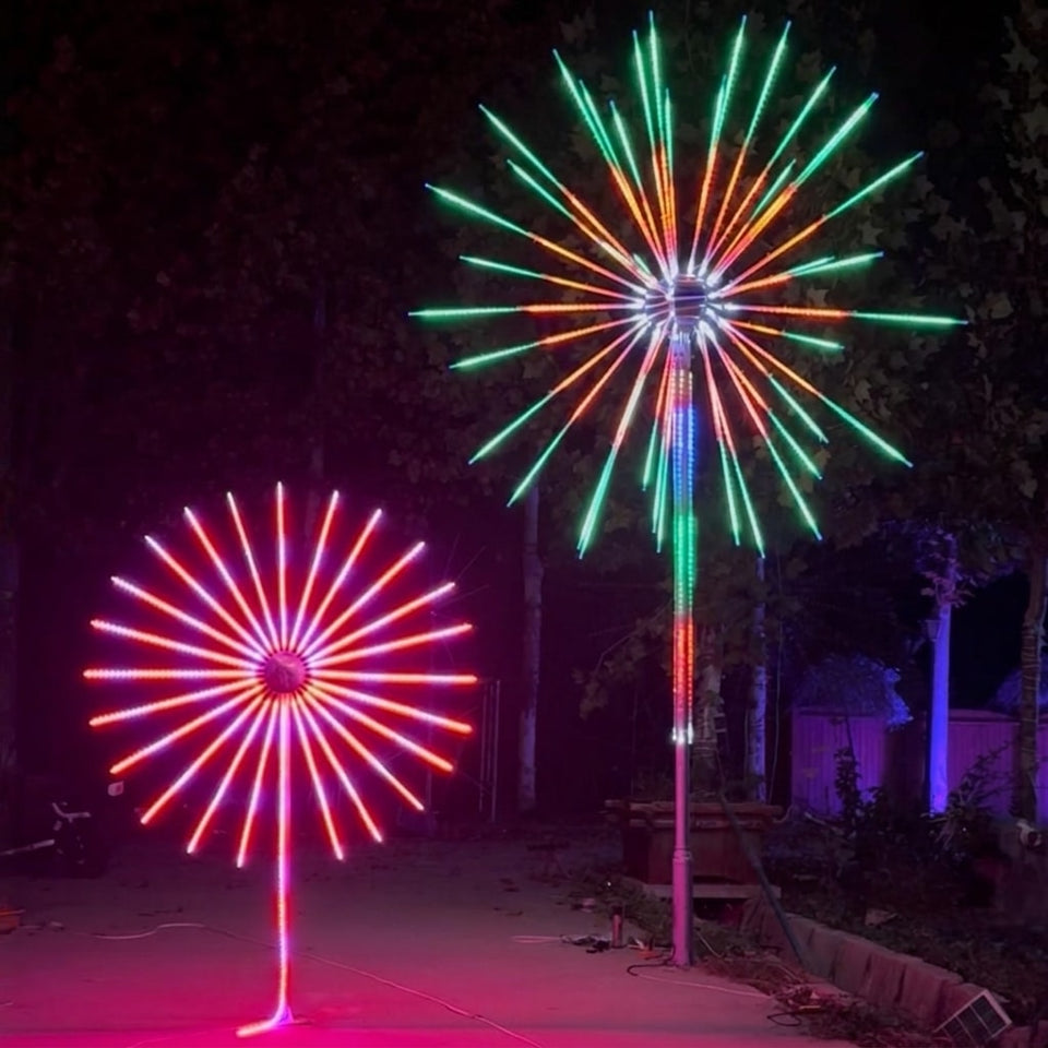 Double-sided RGB firework landscape light with pole