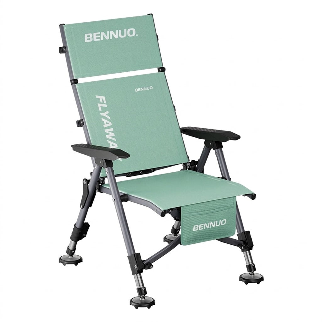 Dusty green high-back fishing chair front view