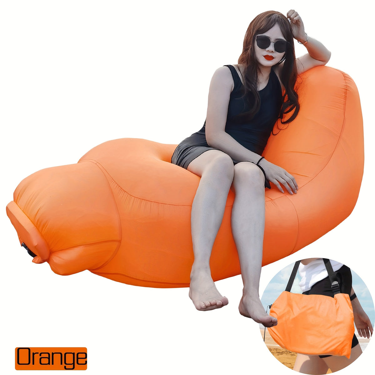 Portable Inflatable Outdoor Sofa – Quick Inflate, Foldable Air Mattress with Storage Bag for Camping, Festivals, Beach & Backyard Lounging