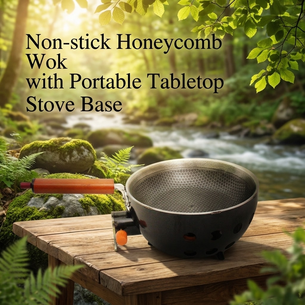 23cm Portable Outdoor Non-Stick Frying Pan with Butane Gas Canister Connector