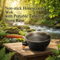 23cm Portable Outdoor Non-Stick Frying Pan with Butane Gas Canister Connector