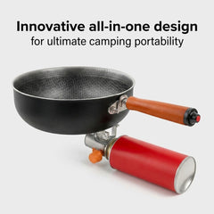 23cm Portable Outdoor Non-Stick Frying Pan with Butane Gas Canister Connector