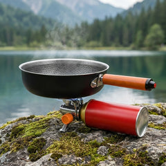 23cm Portable Outdoor Non-Stick Frying Pan with Butane Gas Canister Connector