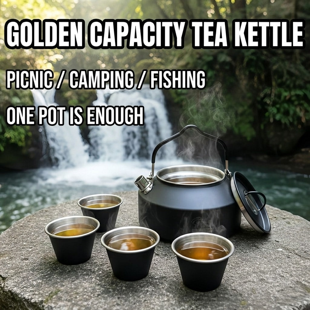 Portable 304 Stainless Steel Tea Set with Teapot for Travel, Camping, Outdoor Brewing & Tea Drinking