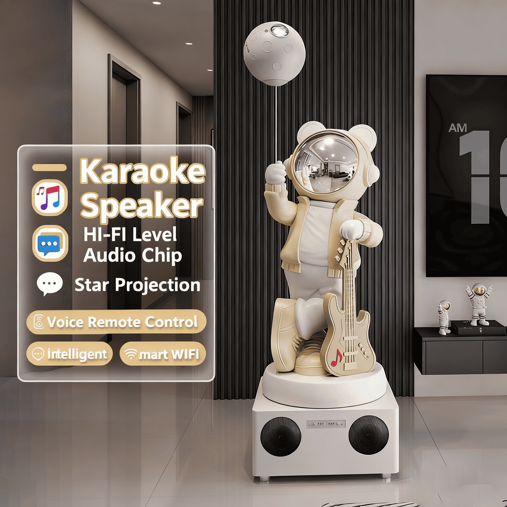 XYlivingstore Astronaut Floor Ornament for Living Room – Music Player, Coin Bank & Unique Home Decor