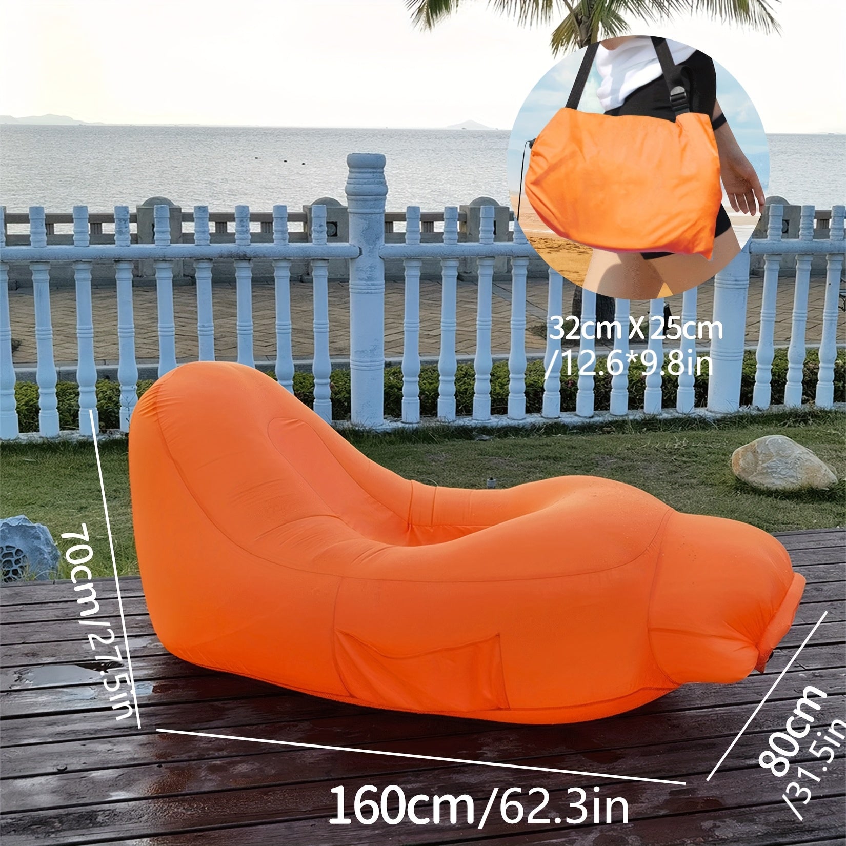 Portable Inflatable Outdoor Sofa – Quick Inflate, Foldable Air Mattress with Storage Bag for Camping, Festivals, Beach & Backyard Lounging