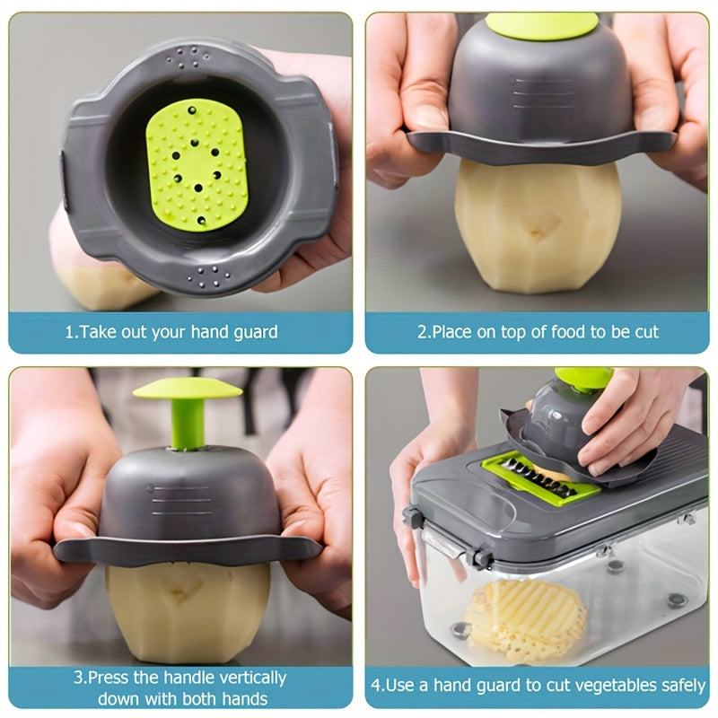 XYlivingstore 22-in-1 Manual Food Chopper with 14 Blades – Multifunctional Vegetable & Meat Slicer