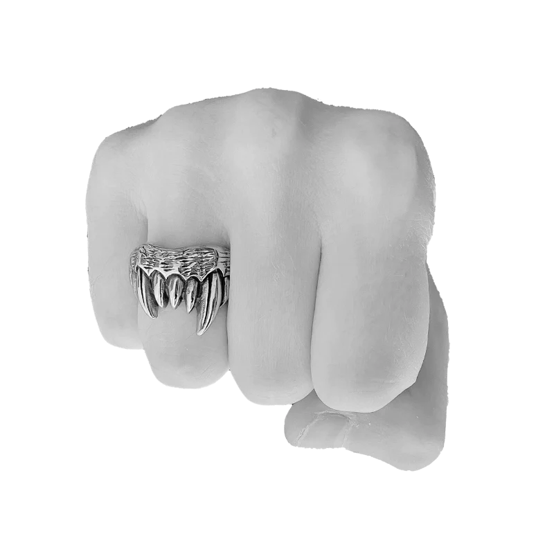 Vleee Vamp Fangs Punk Gothic Ring: Men's Trendy Personality Accessory. Wholesale Jewelry Gift.