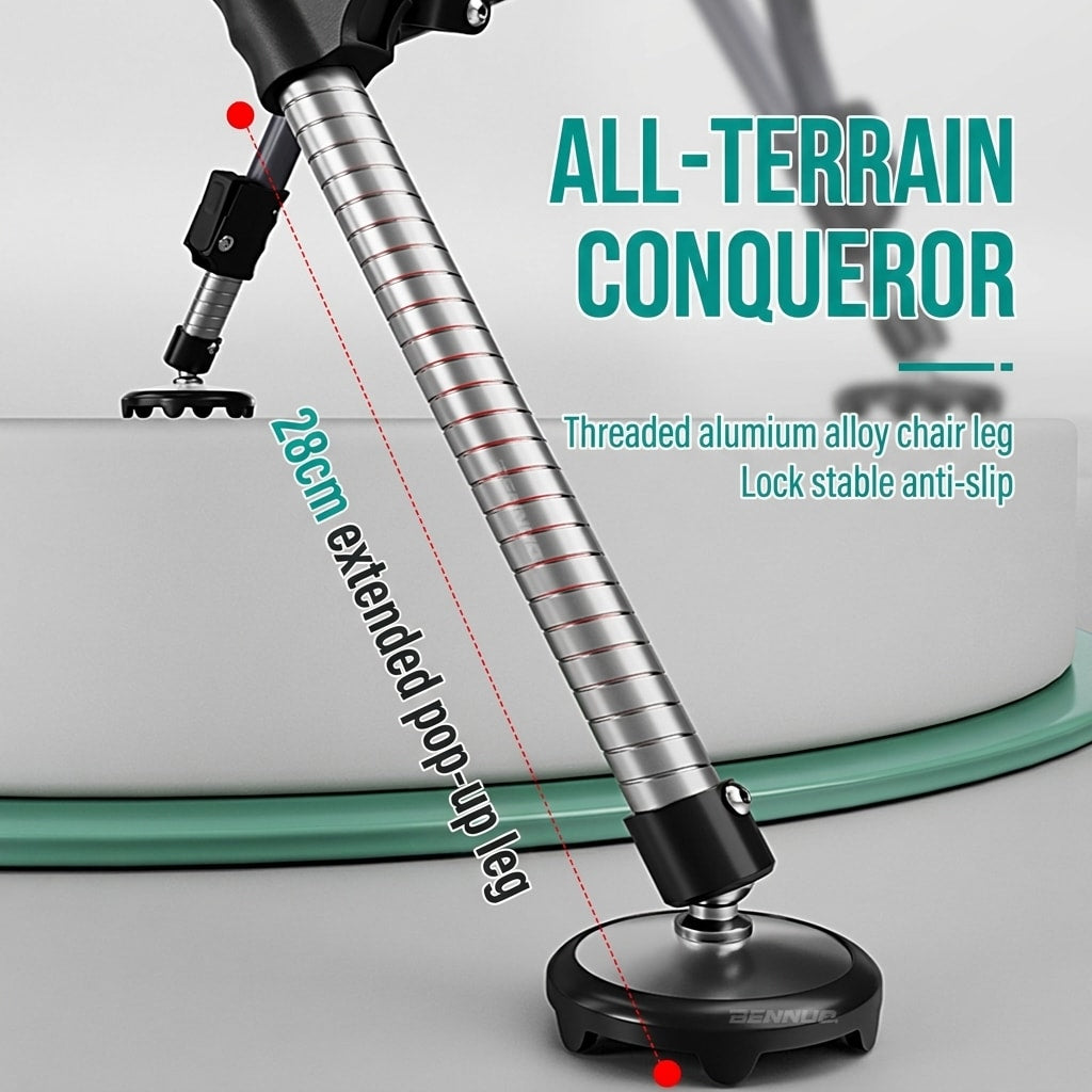 Telescopic all-terrain fishing chair leg and foot