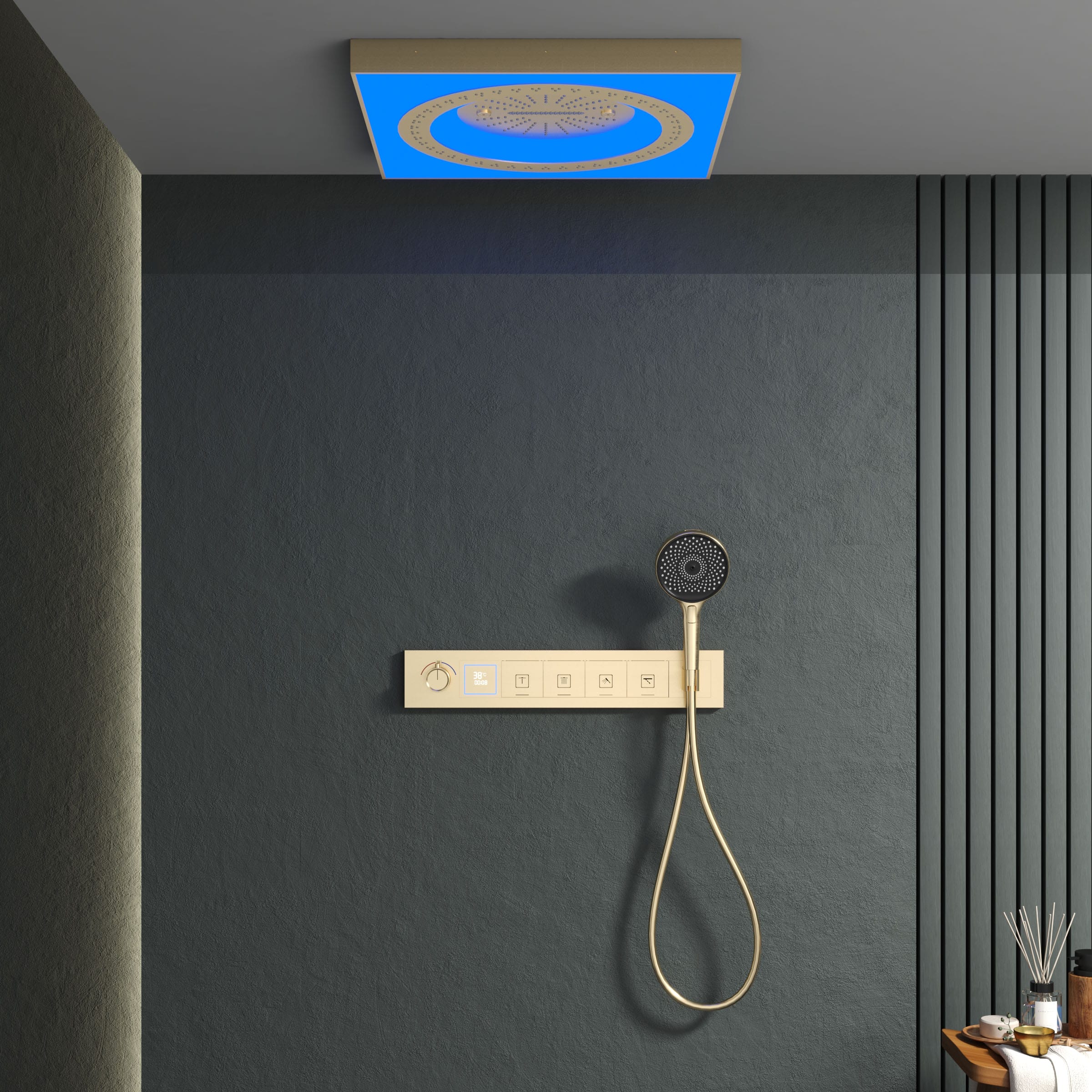 xylivingstore 6080 Hidden Ceiling Recessed Wall-Mounted Massage Shower Set