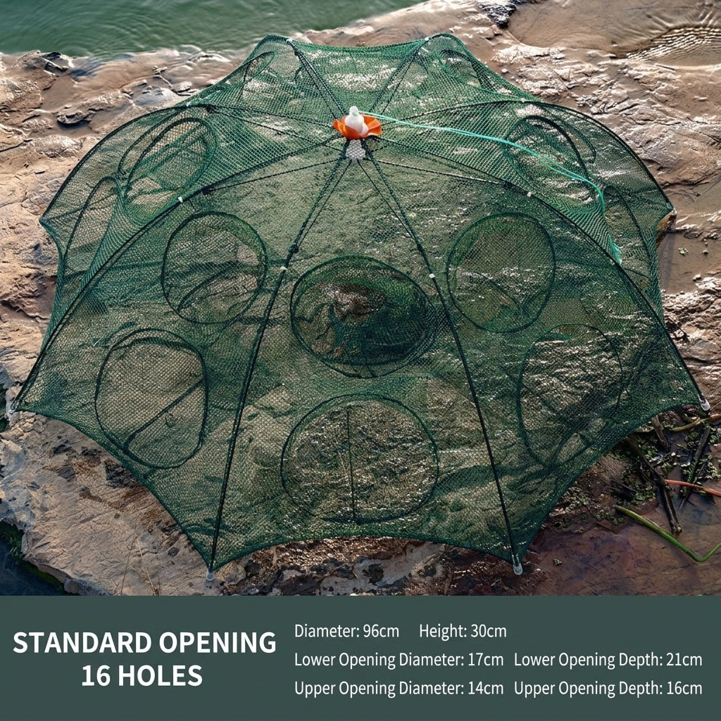 Collapsible Umbrella Fishing Net Trap, Portable Foldable Fish & Shrimp Catching Net for Lake, River, Pond & Outdoor Fishing