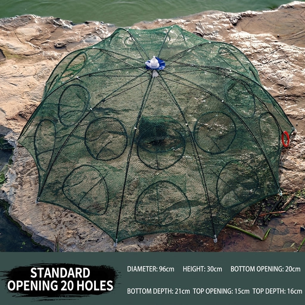 Collapsible Umbrella Fishing Net Trap, Portable Foldable Fish & Shrimp Catching Net for Lake, River, Pond & Outdoor Fishing