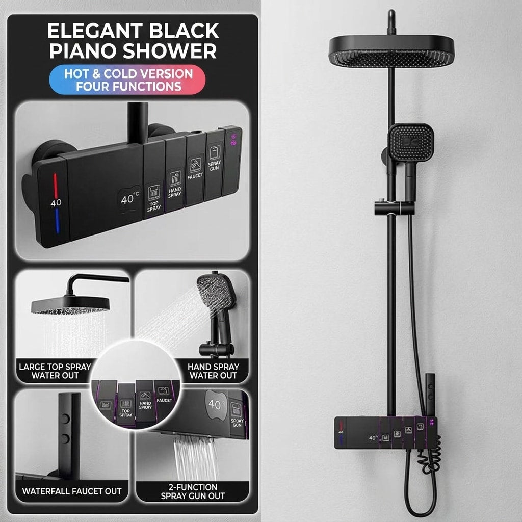 Piano Key Shower System with LED Mood Lighting
