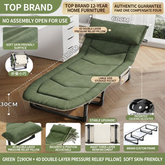 Portable Folding Cot Bed for Adults, Office Nap Bed with Adjustable Reclining Backrest for Home, Camping & Guest Room