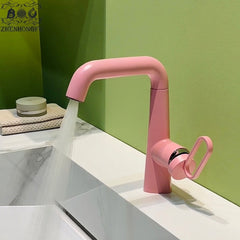 Rotating Bathroom Basin Faucet, Silver Minimalist Hot & Cold Water Mixer Tap with Splash-Proof Design for Modern Vanity Sink