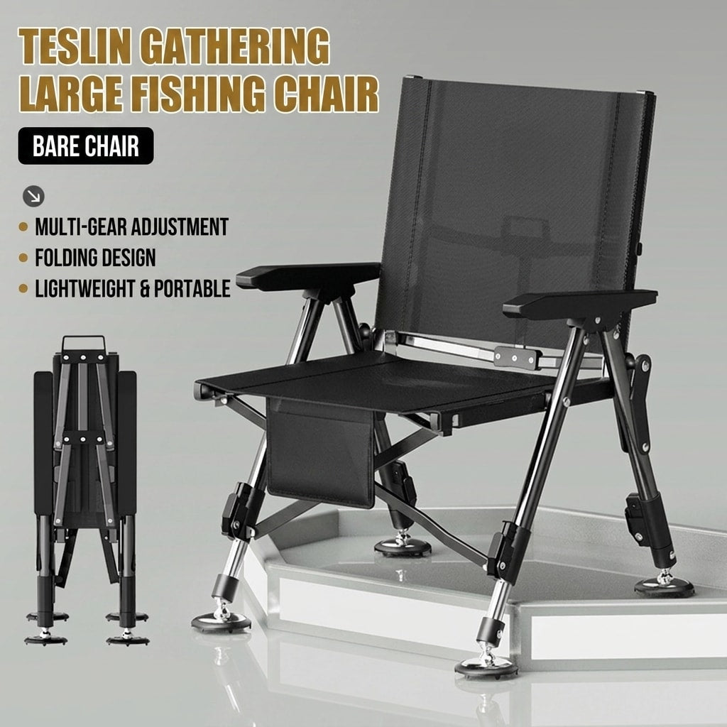 Low Back Adjustable Reclining Fishing Chair Foldable Outdoor Camping Chair for Bank Fishing, Lake Fishing & Wild Fishing