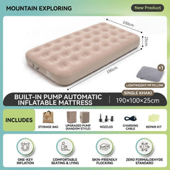 Electric Self-Inflating Folding Air Bed, Portable Single & Double Camping Mattress with Built-in Pump for Outdoor, Home & Travel
