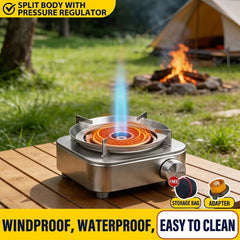 Portable Stainless Steel Split Gas Camping Stove High-Power Cassette Burner for Outdoor Cooking, Tea Brewing & Camping