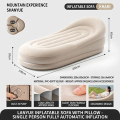 Inflatable Outdoor Camping Sofa Bed with Built-in Pump Automatic Air Lounger for Travel, Napping & Relaxation