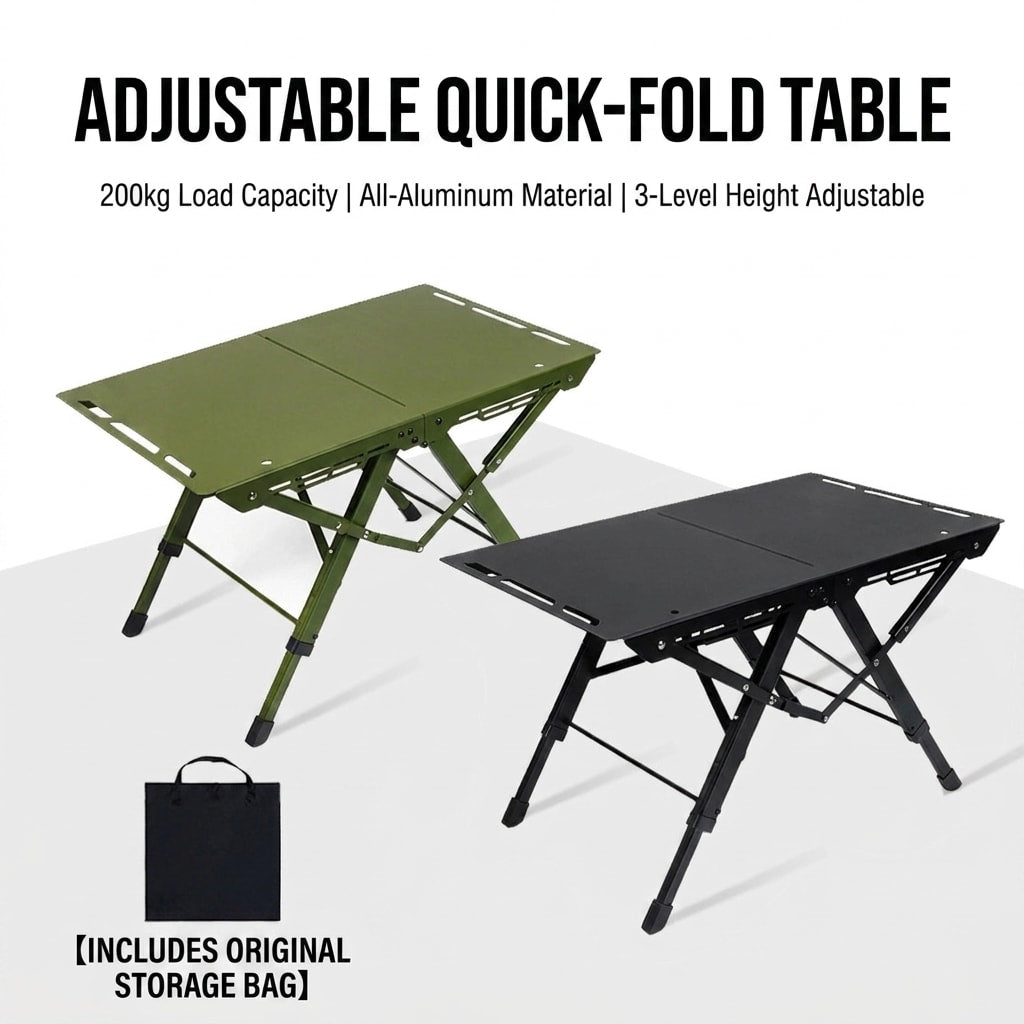 Portable Aluminum Alloy IGT Camping Table Height Adjustable Folding Outdoor Table with Quick Setup for Camping, Picnic & Overlanding