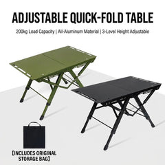 Portable Aluminum Alloy IGT Camping Table Height Adjustable Folding Outdoor Table with Quick Setup for Camping, Picnic & Overlanding