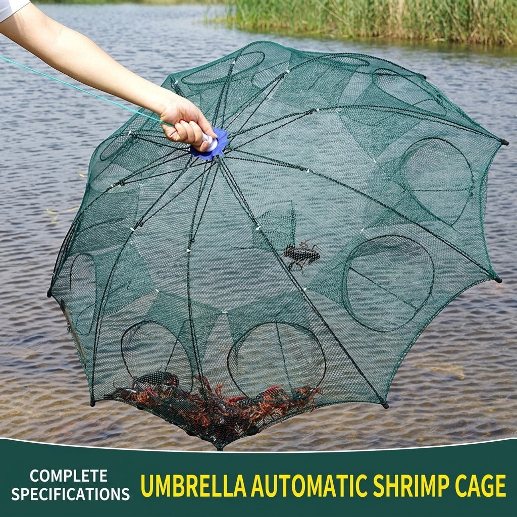 Collapsible Umbrella Fishing Net Trap, Portable Foldable Fish & Shrimp Catching Net for Lake, River, Pond & Outdoor Fishing