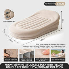 Inflatable Outdoor Camping Sofa Bed with Built-in Pump Automatic Air Lounger for Travel, Napping & Relaxation