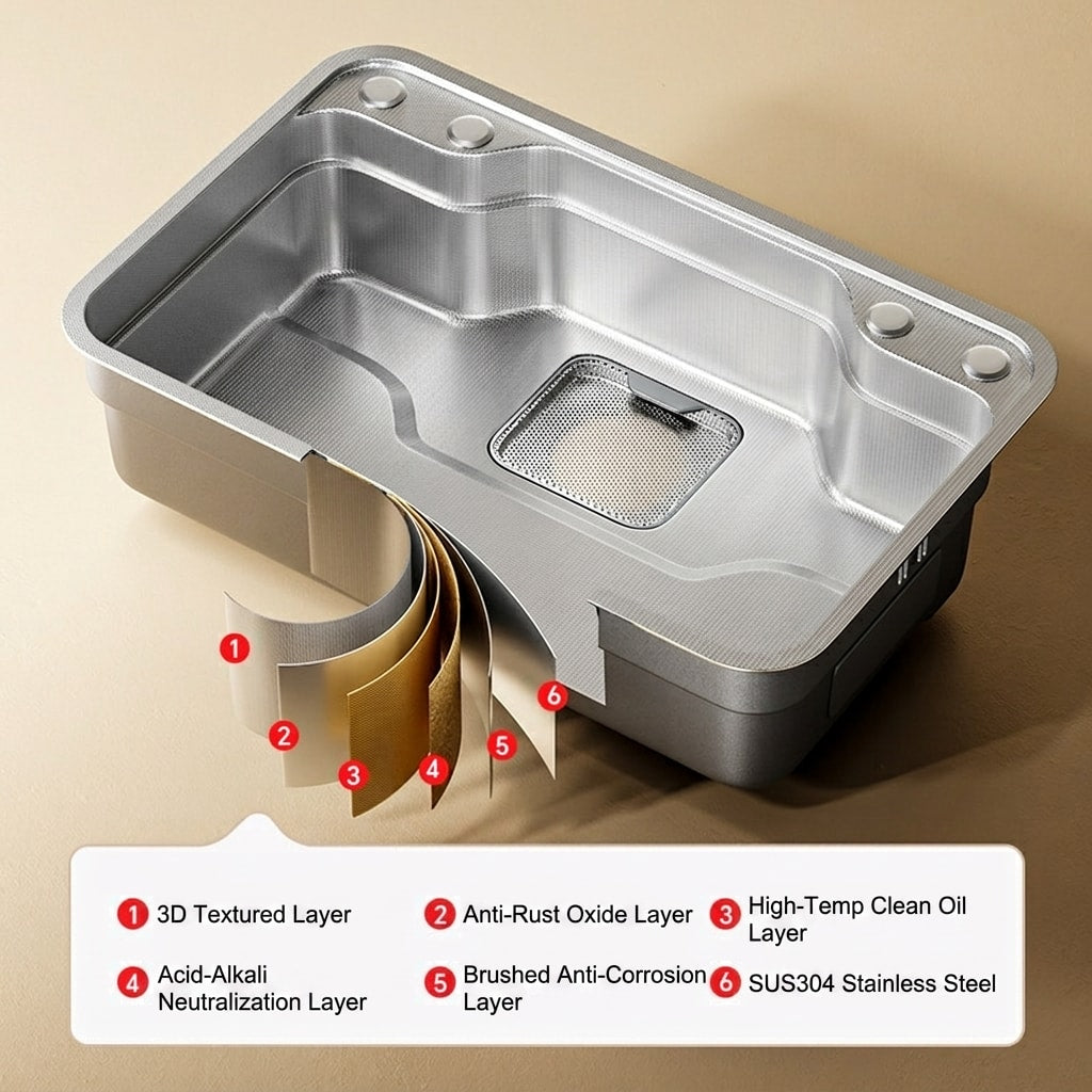 Multi-Functional Stainless Steel Kitchen Sink 30.71"×18.90" Single Bowl Workstation Sink with Faucet & Accessories