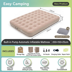 Electric Self-Inflating Folding Air Bed, Portable Single & Double Camping Mattress with Built-in Pump for Outdoor, Home & Travel