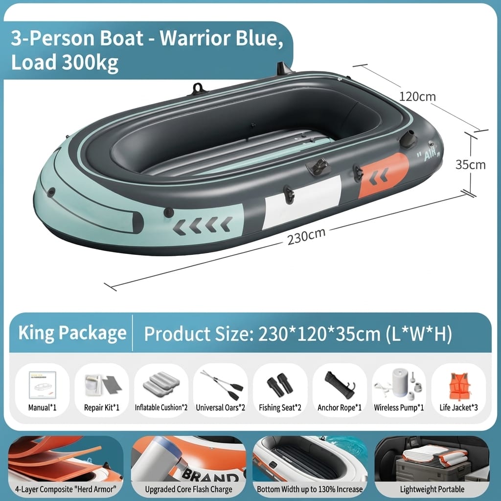 Thickened Inflatable Kayak Fishing Boat Foldable Rubber Dinghy for Outdoor Drifting, Lure Fishing & Wild Fishing