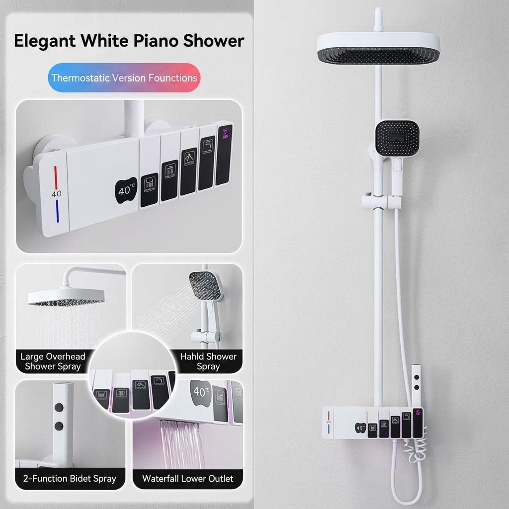 Piano Key Shower System with LED Mood Lighting