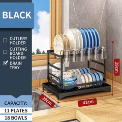Multi-Function Dish Drying Rack, Kitchen Countertop Dish Organizer for Plates, Bowls, Cups & Utensils