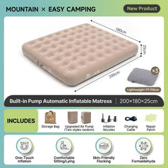 Electric Self-Inflating Folding Air Bed, Portable Single & Double Camping Mattress with Built-in Pump for Outdoor, Home & Travel