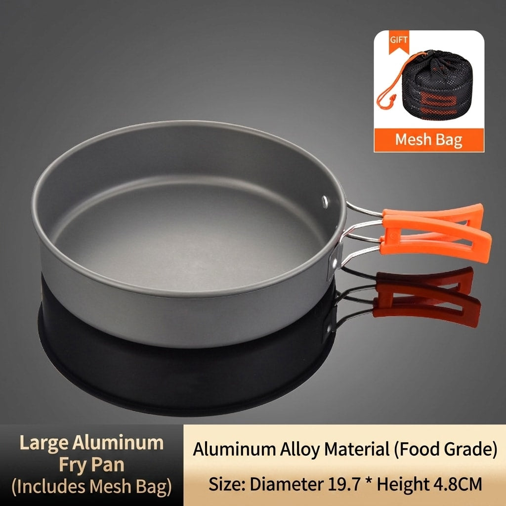 18-Piece Camping Cookware Set with Pot, Pan, Kettle, Plates and Bowls